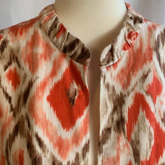 Chico's Linen Mandarin Collar Women's Ikat Blazer - Picture 3 of 8